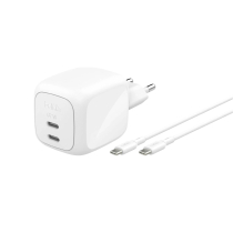 BELKIN Chargeur Secteur 67W 2 Ports USB-C + Câble USB-C vers USB-C 2m (Blanc)