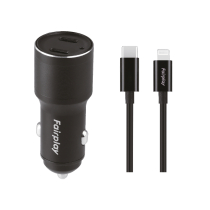 FAIRPLAY Pack Chargeur Voiture (60W) + Câble Lightning